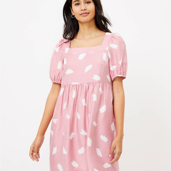 LOFT Dresses & Skirts - LOFT Brushstroke Square Neck Swing Dress - M
